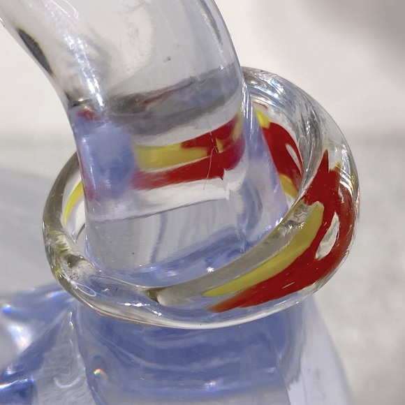 Vintage Art Glass Handmade Red Yellow Band Ring - Picture 5 of 11